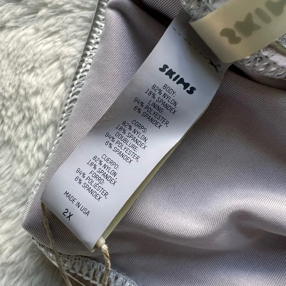 Skims Metallic Bandeau Bikini Top Nickel Silver SW-BND-0025 Plus Size 2X NWT